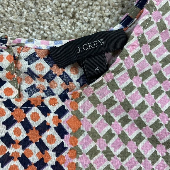 J. Crew Womens Top 4 Pink Orange Cotton Boho Geometric Hippie Lightweight - Picture 2 of 8
